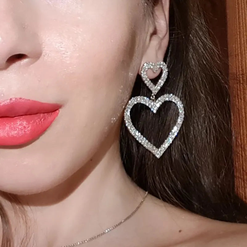 Diamond Heart-shaped Earrings