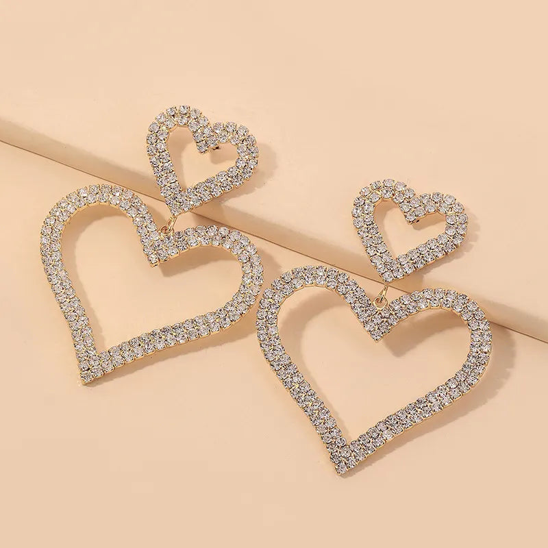 Diamond Heart-shaped Earrings